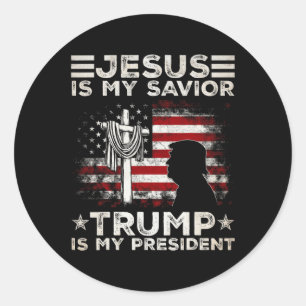 Jesus ist mein Retter Trump ist mein Präsident 202 Runder Aufkleber
