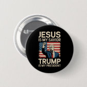 Jesus ist mein Retter Trump ist mein Präsident 47 Button (Vorne & Hinten)