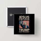 Jesus ist mein Retter Trump ist mein Präsident 47 Button (Vorne & Hinten)