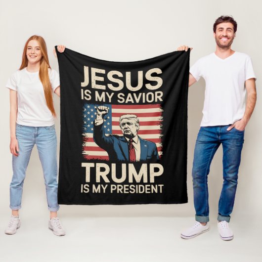 Jesus ist mein Retter Trump ist mein Präsident 47 Fleecedecke (Beispiel)