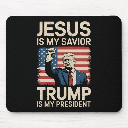 Jesus ist mein Retter Trump ist mein Präsident 47  Mousepad (Vorne)