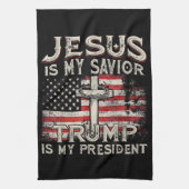 Jesus ist mein Retter Trump ist mein Präsident Ame Geschirrtuch (Vertikal)