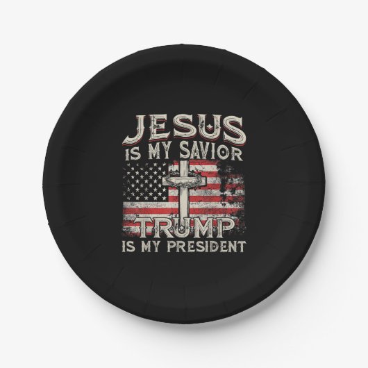Jesus ist mein Retter Trump ist mein Präsident Ame Pappteller (Vorderseite)