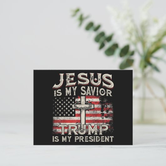 Jesus ist mein Retter Trump ist mein Präsident Ame Postkarte (Stehend Vorderseite)