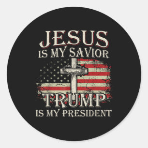 Jesus ist mein Retter Trump ist mein Präsident Ame Runder Aufkleber