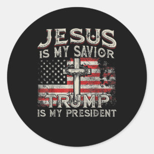 Jesus ist mein Retter Trump ist mein Präsident Ame Runder Aufkleber