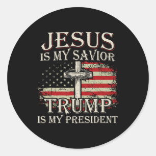 Jesus ist mein Retter Trump ist mein Präsident Ame Runder Aufkleber