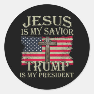 Jesus ist mein Retter Trump ist mein Präsident Ame Runder Aufkleber