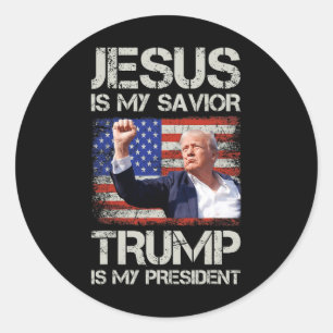 Jesus ist mein Retter Trump ist mein Präsident Ame Runder Aufkleber