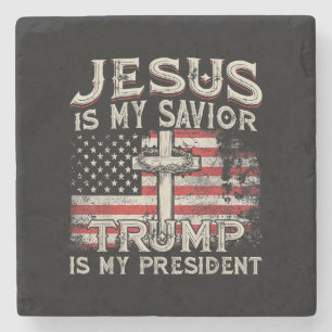 Jesus ist mein Retter Trump ist mein Präsident Ame Steinuntersetzer