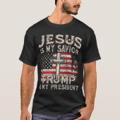 Jesus ist mein Retter Trump ist mein Präsident Ame T-Shirt (Vorderseite)