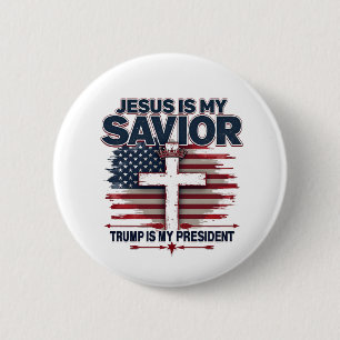 Jesus ist mein Retter Trump ist mein Präsident Fun Button