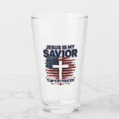 Jesus ist mein Retter Trump ist mein Präsident Fun Glas (Vorderseite)