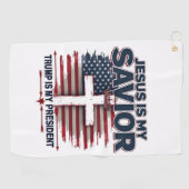 Jesus ist mein Retter Trump ist mein Präsident Fun Golfhandtuch (Horizontal)