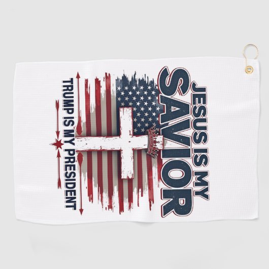 Jesus ist mein Retter Trump ist mein Präsident Fun Golfhandtuch (Horizontal)
