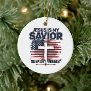 Jesus ist mein Retter Trump ist mein Präsident Fun Keramik Ornament