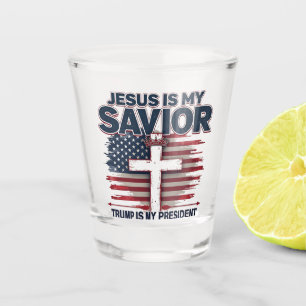 Jesus ist mein Retter Trump ist mein Präsident Fun Schnapsglas