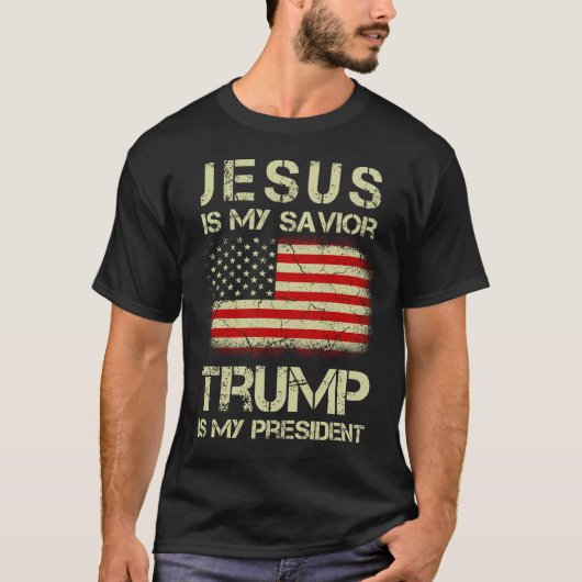 Jesus ist mein Retter Trump ist mein Präsident T-Shirt (Vorderseite)