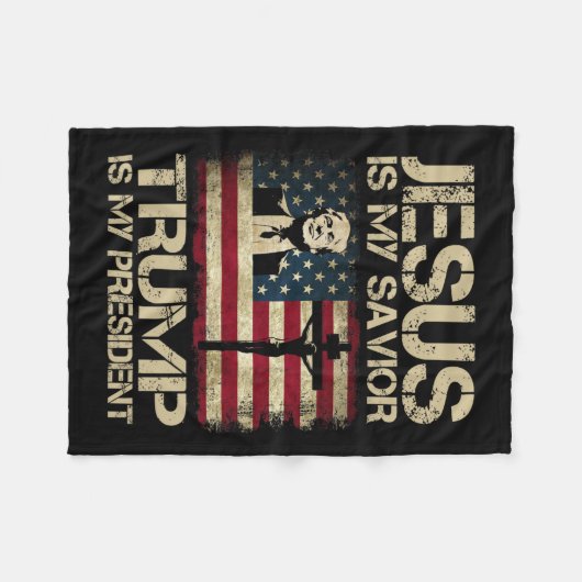 Jesus ist mein Retter Trump ist mein Präsident Tru Fleecedecke (Vorderseite (Horizontal))