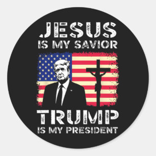 Jesus ist mein Retter Trump ist mein Präsident Tru Runder Aufkleber