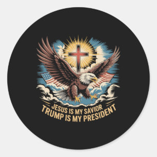 Jesus ist mein Retter Trump ist mein Präsident Tru Runder Aufkleber