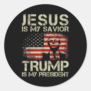 Jesus ist mein Retter Trump ist mein Präsident Tru Runder Aufkleber