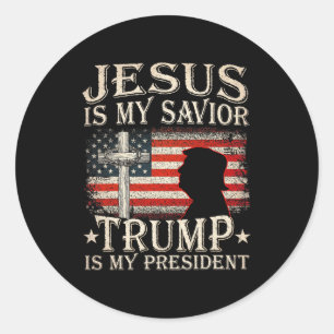 Jesus ist mein Retter Trump ist mein Präsident Tru Runder Aufkleber