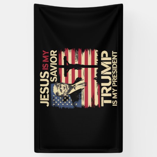 Jesus ist mein Retter Trump ist mein Präsident USA Banner (Vertikal)