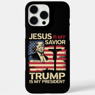 Jesus ist mein Retter Trump ist mein Präsident USA iPhone 16 Pro Max Hülle