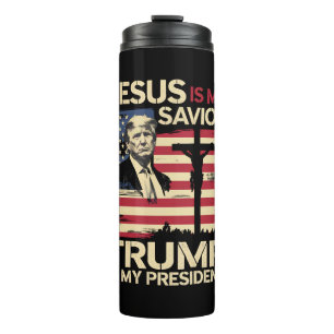 Jesus ist mein Retter Trump ist mein Präsident USA Thermosbecher