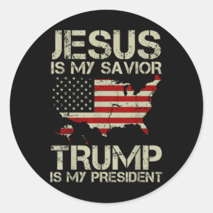Jesus ist mein Retter Trump ist mein Shirt für den Runder Aufkleber