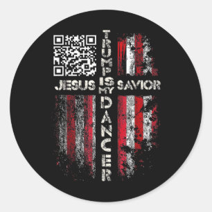 Jesus ist mein Retter Trump ist mein Tänzer Qr Tru Runder Aufkleber