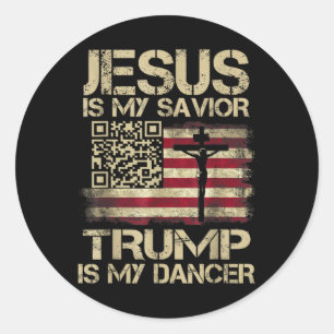 Jesus ist mein Retter Trump ist mein Tänzer Qr Tru Runder Aufkleber