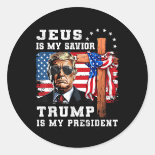 Jesus ist mein Retter Trump ist meine Flagge des P Runder Aufkleber