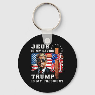 Jesus ist mein Retter Trump ist meine Flagge des P Schlüsselanhänger