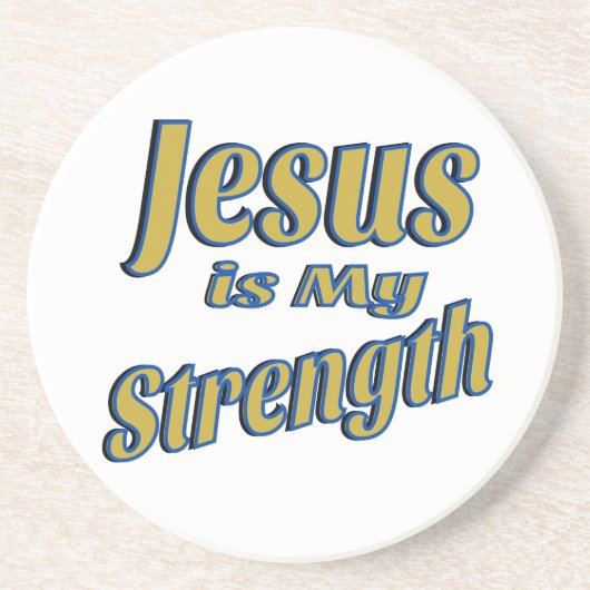 Jesus ist mein Stärke Gold Getränkeuntersetzer (Vorne)
