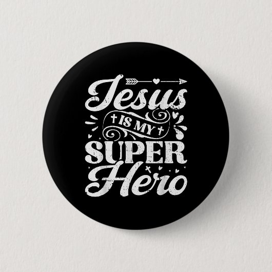 Jesus ist mein Superheld - Christlich religiös Button (Vorderseite)