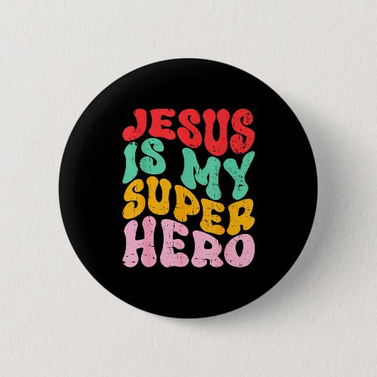 Jesus ist mein Superheld - Christlich religiös Button (Vorderseite)