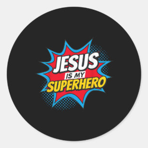Jesus ist mein Superheld Christlich Runder Aufkleber