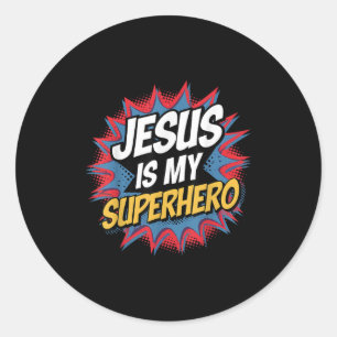 Jesus ist mein Superheld, Christlicher Kid Boy Got Runder Aufkleber