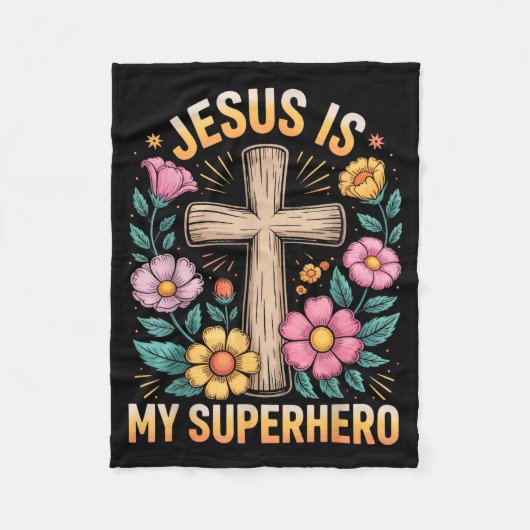 Jesus ist mein Superheld Fleecedecke (Vorderseite)