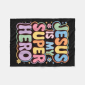 Jesus ist mein Superheld Fleecedecke (Vorderseite (Horizontal))