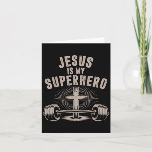 Jesus ist mein Superheld-Hantel Lustiger Christlic Karte