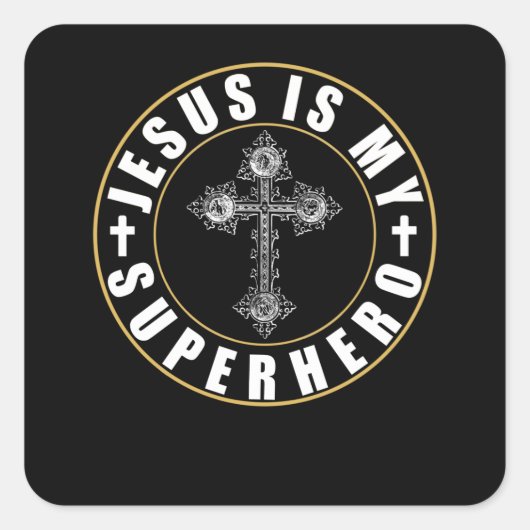 Jesus ist mein Superheld, Jesus Super Hero Quadratischer Aufkleber (Vorderseite)