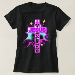 Jesus ist mein Superheld Pop-Art-Design T-Shirt