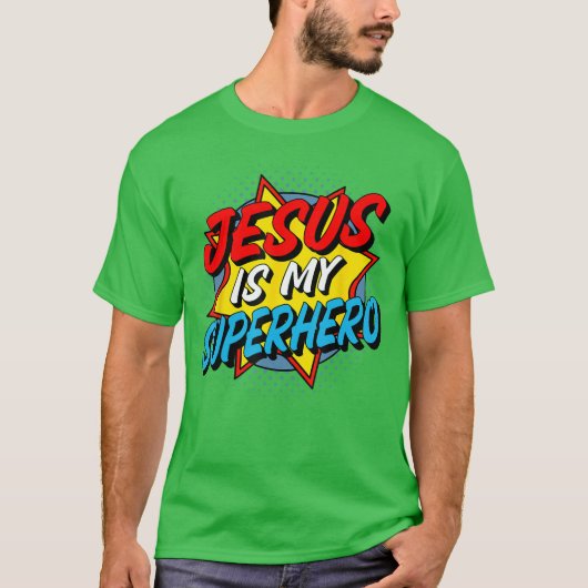 Jesus ist mein Superheld T-Shirt (Vorderseite)