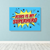 Jesus ist mein Superhelden und Christlicher Glaube Leinwanddruck (Insitu (Holzboden))