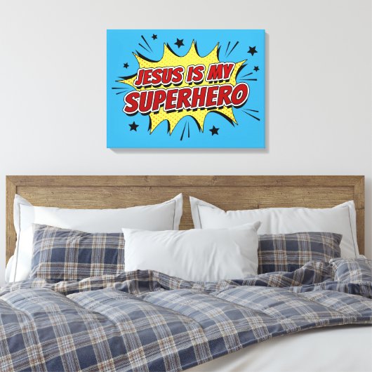 Jesus ist mein Superhelden und Christlicher Glaube Leinwanddruck (Insitu (Schlafzimmer))