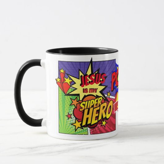 JESUS ist mein SUPERHERO Personalisiertes COMIC HE Tasse (Links)