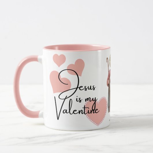 Jesus ist mein Valentinrosa Herz Tasse (Links)